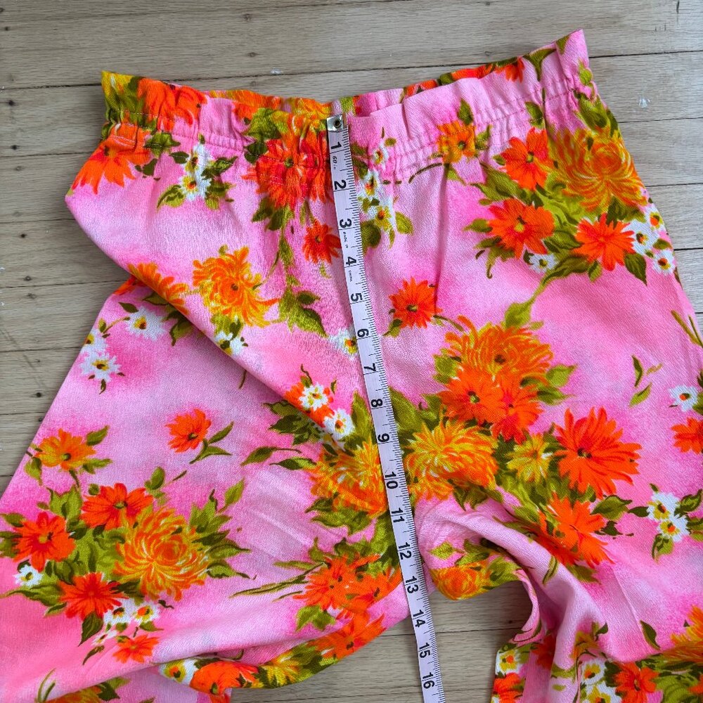 60s/60s Floral Flare Hand Sewn Vintage Trousers - Picture 7 of 11